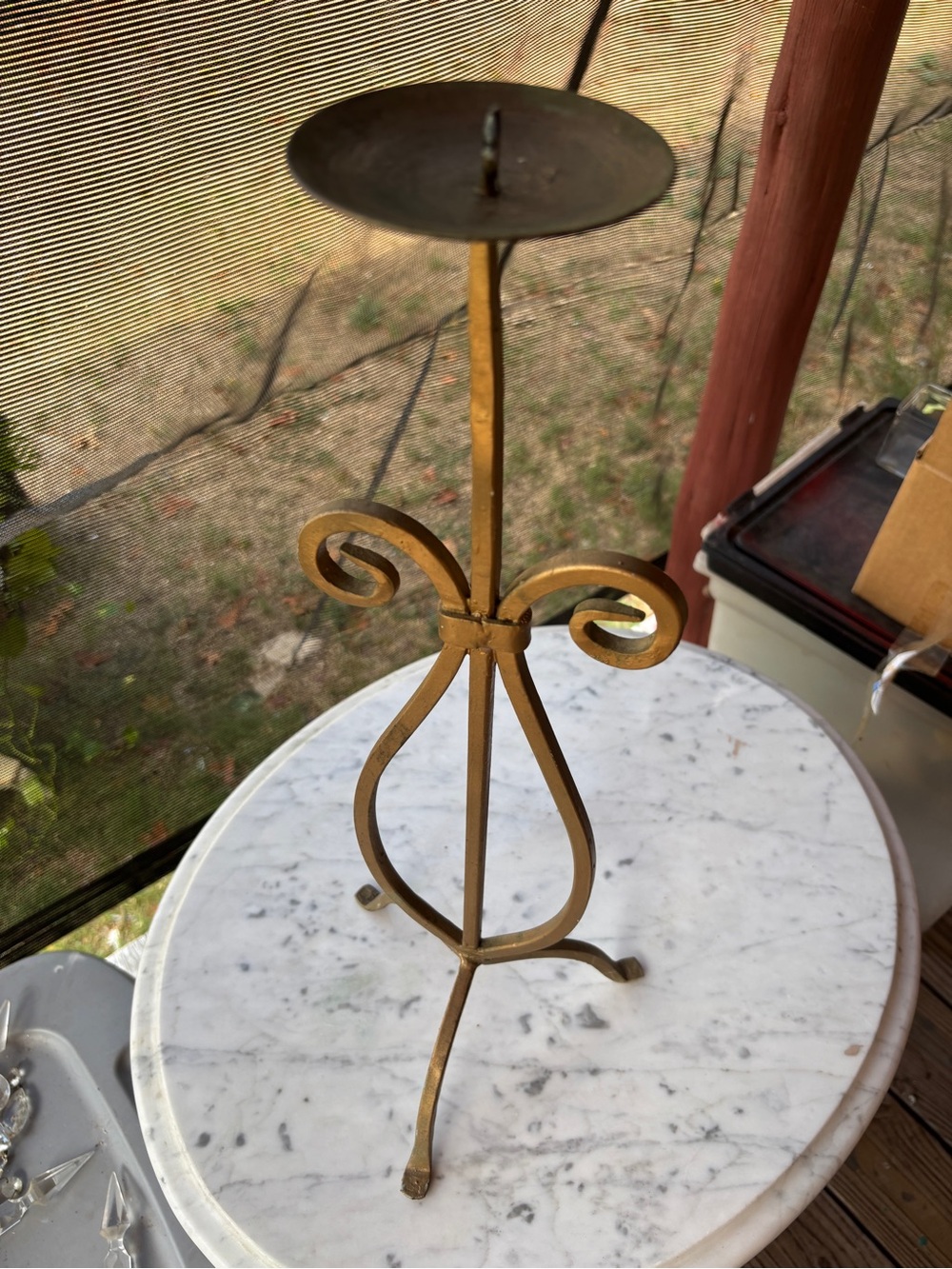 Gold Metal Scroll Candle Holder - Elegant Home Accents